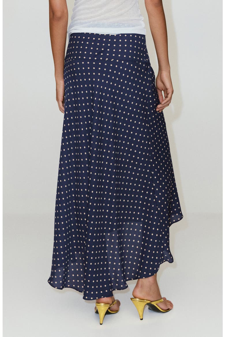 Flippy Polka Dot High-Low Skirt, Alternate, color, NAVY