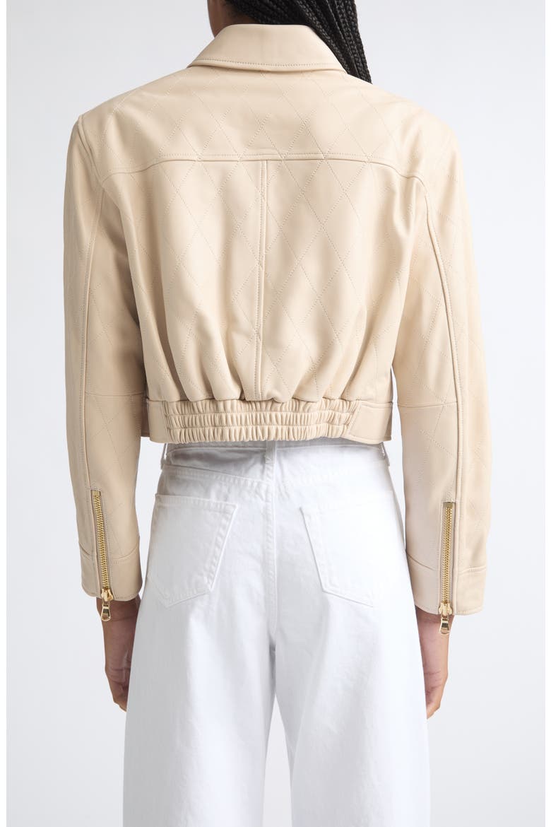 Micah Quilted Leather Crop Jacket, Alternate, color, BISCUIT