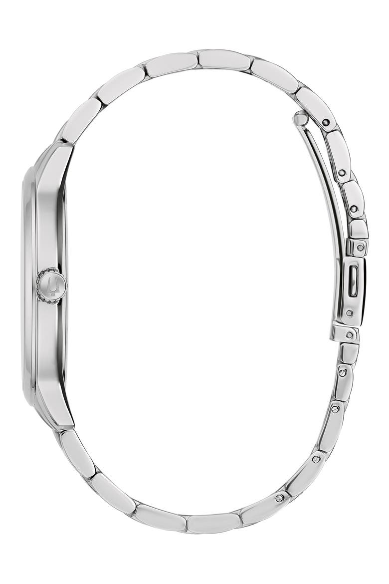 Diamond Dial Three Hand Quartz Bracelet Watch, 40mm, Alternate, color, SILVER