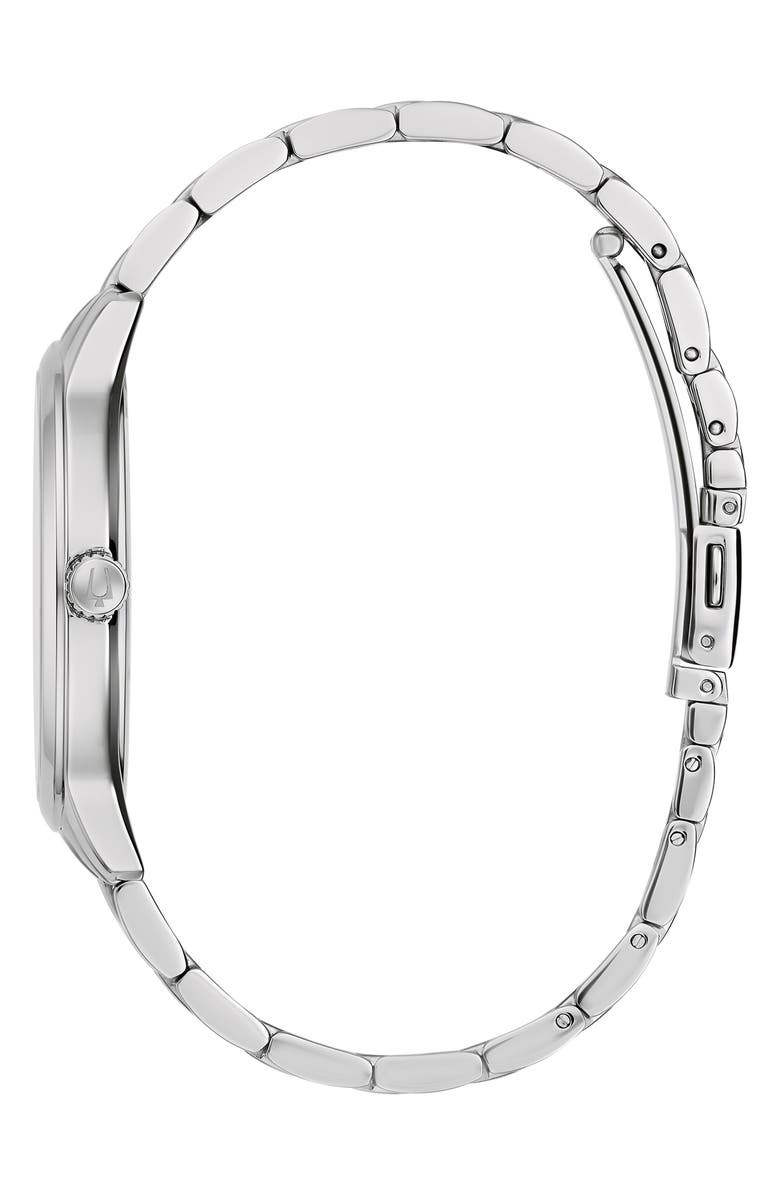 BULOVA Diamond Dial Three Hand Quartz Bracelet Watch, 40mm, Alternate, color, Silver