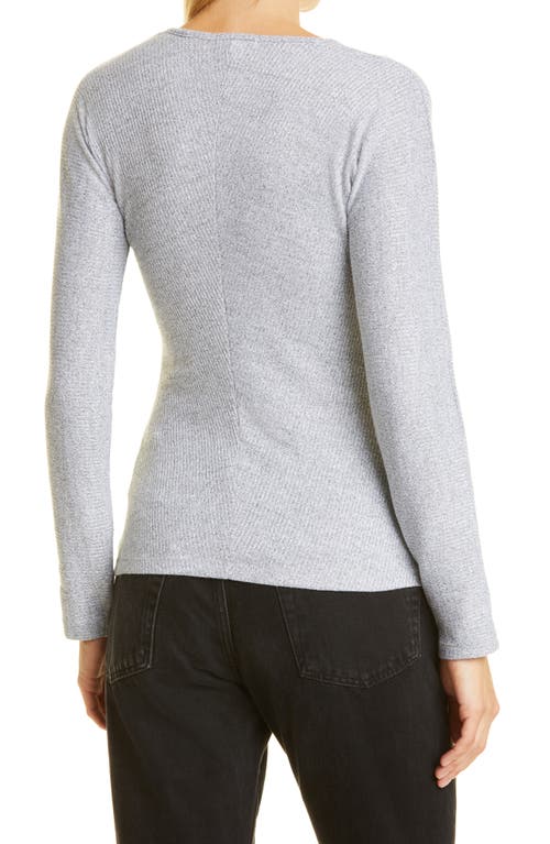 Rag & Bone The Bias Rib Knit Long Sleeve V-neck Top In Gray