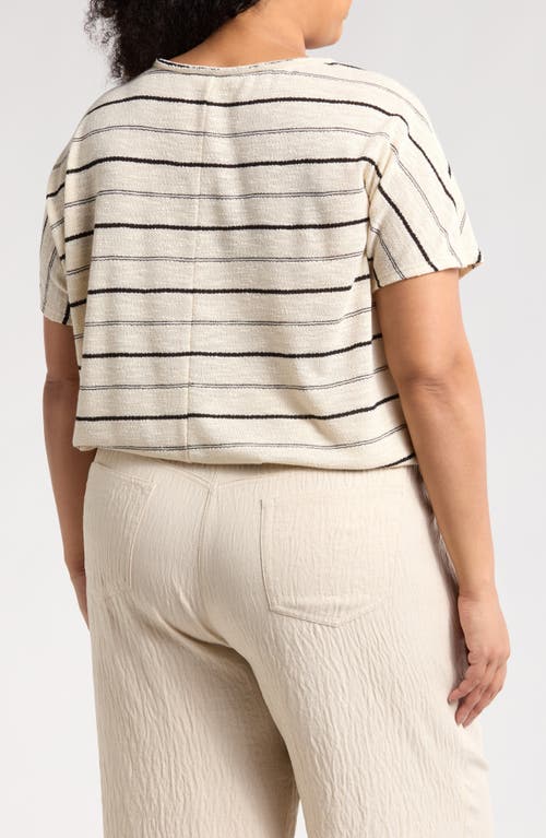 Max Studio Stripe Dolman Sleeve Bubble Hem Top In White