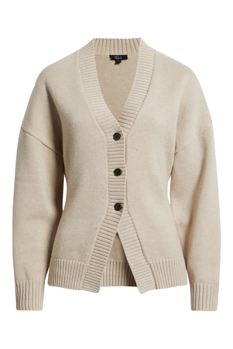Philippa Cutaway Hem Cotton & Wool Blend Cardigan, Alternate, color, TAUPE
