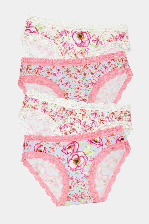 Stripe & Stare The Original Knicker Four Pack Pastel Poppy In Pastel Poppy