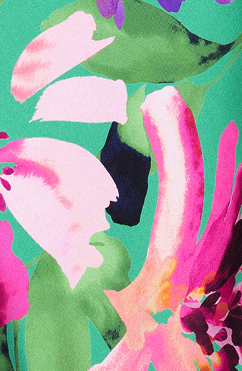 Xscape Evenings Floral Stretch Satin Column Gown, Alternate, color, Green/ Multi