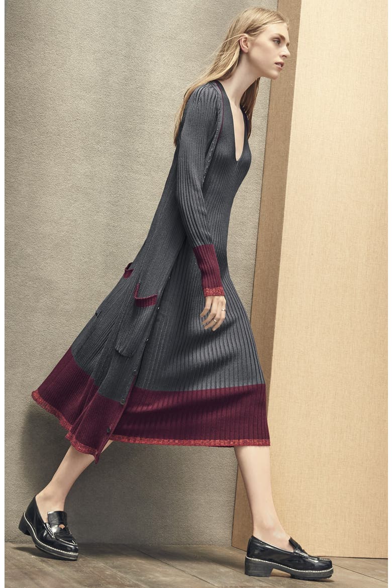 'Kristin' Long Colorblock Cardigan, Alternate, color, DEEP WELL
