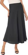 CeCe Bias Cut Satin Midi Skirt