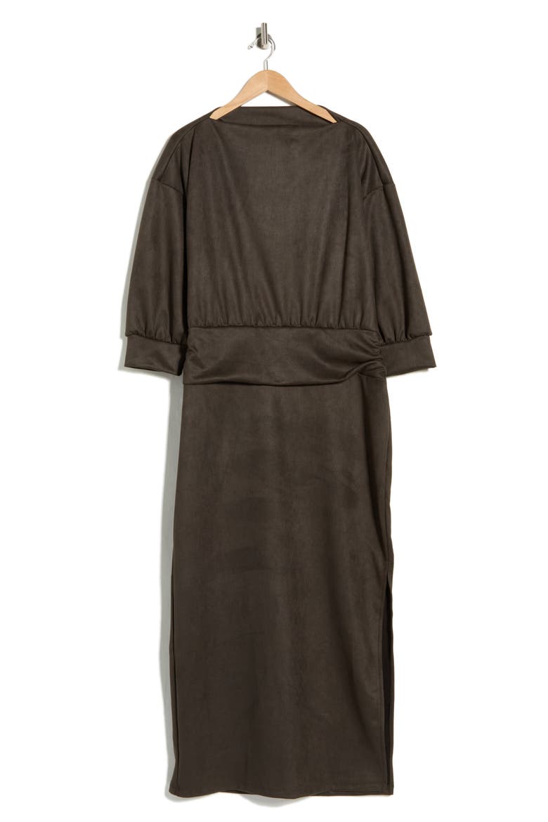 Faux Suede Maxi Dress, Alternate, color, OLIVE