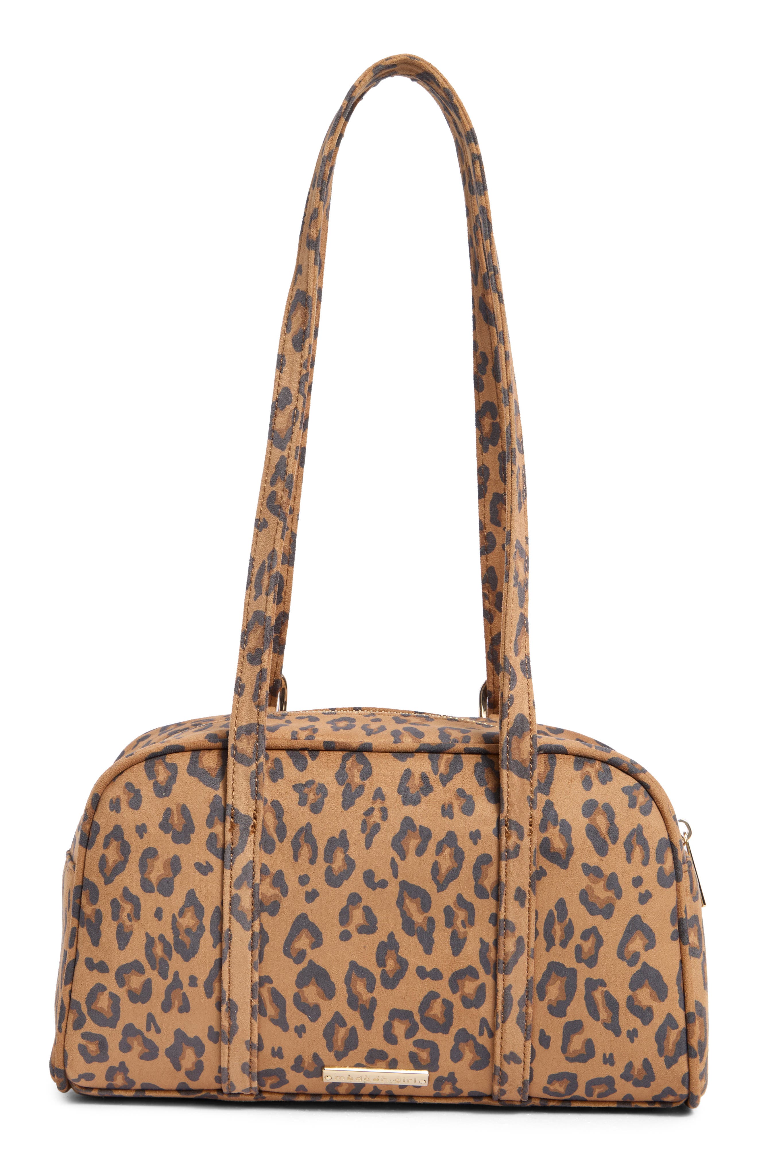 Madden Girl Leopard Faux Suede Bowler Tote, Alternate, color, Leopard