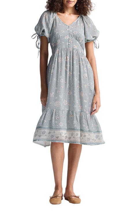 Puff Sleeve Midi Dress