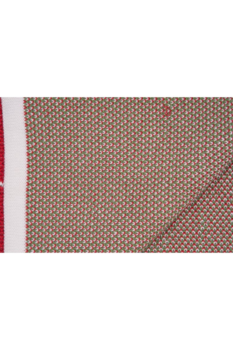 Red Geranium Indoor and Outdoor Knit Throw Blanket, Alternate, color, Green