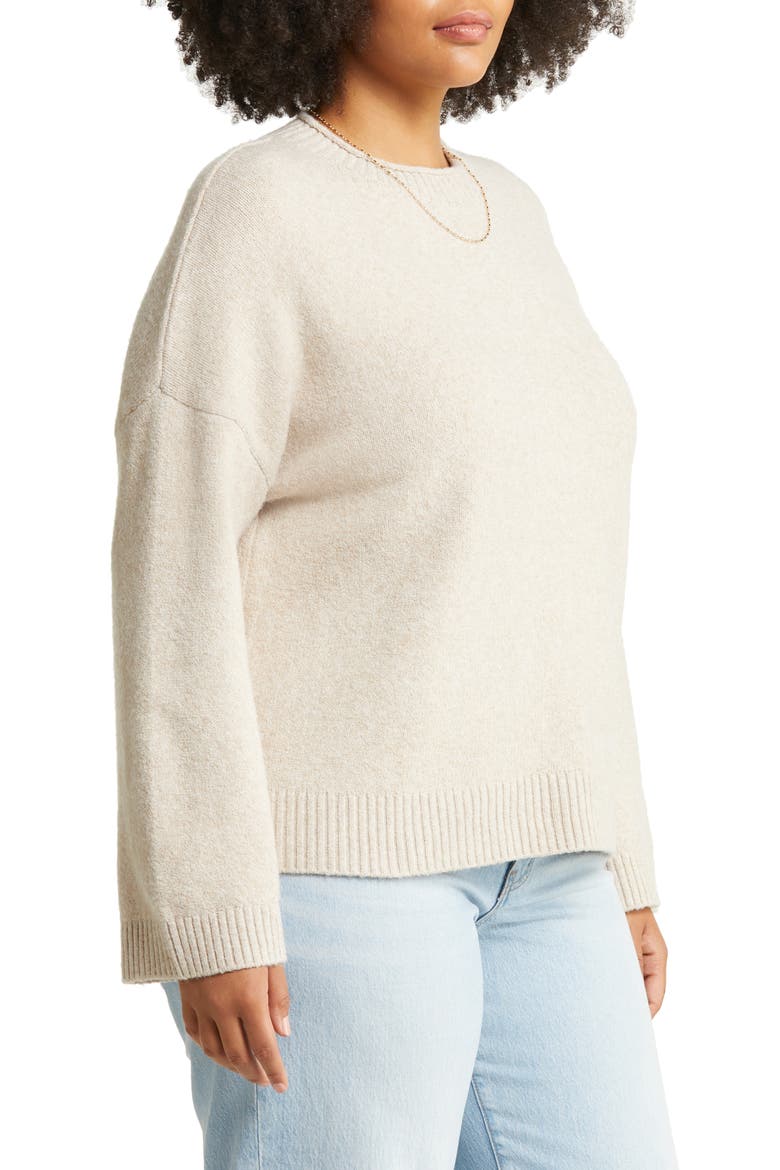 Cozy Roll Crewneck Sweater, Alternate, color, BEIGE OATMEAL HEATHER
