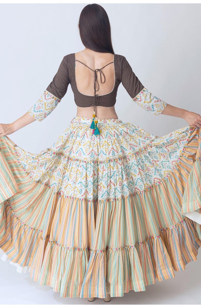 RAAS Zelda Tiered Chaniya Choli Set, Alternate, color, Beige