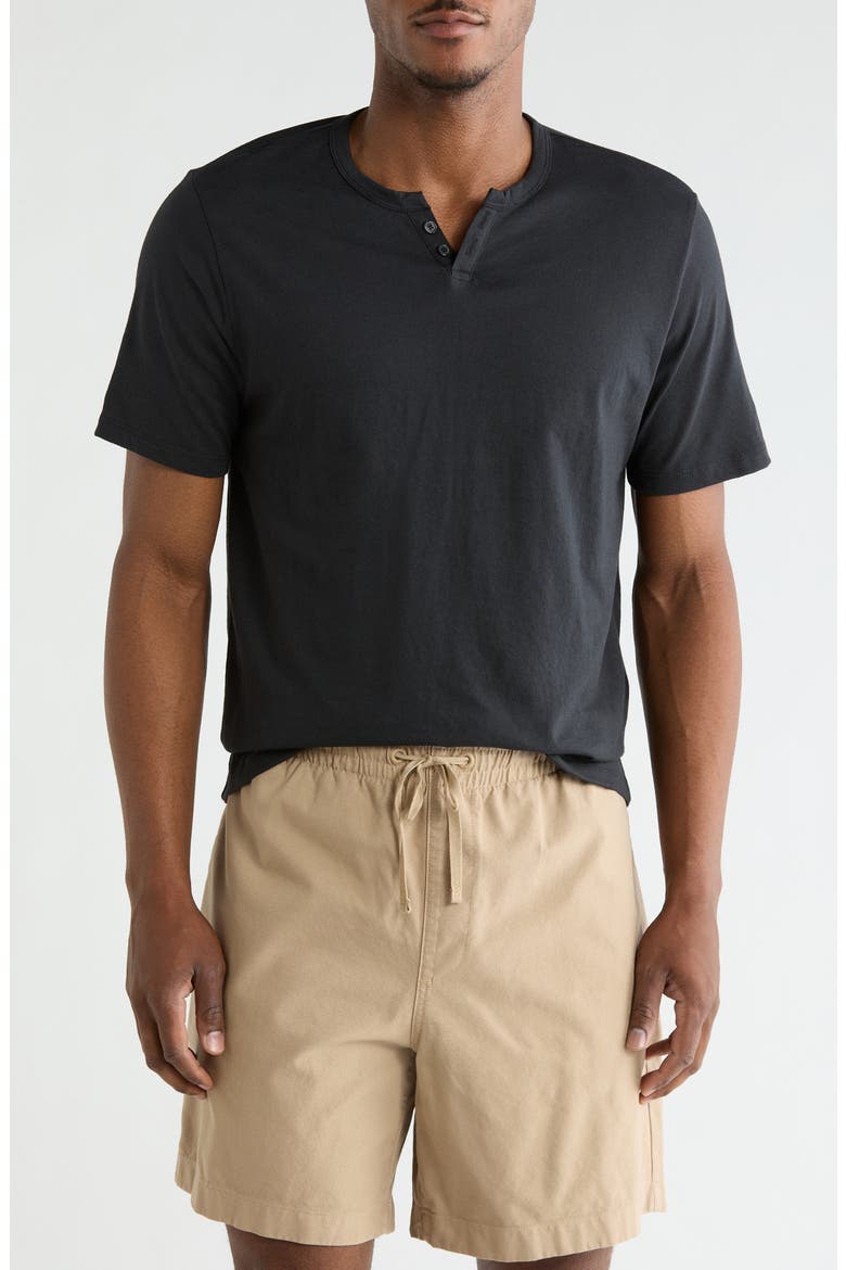 Classic Cotton Henley T-Shirt, Main, color, BLACK