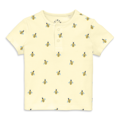 Primary Baby Organic Henley Tee In Baby Bugs In Light Banana Bumble Bees