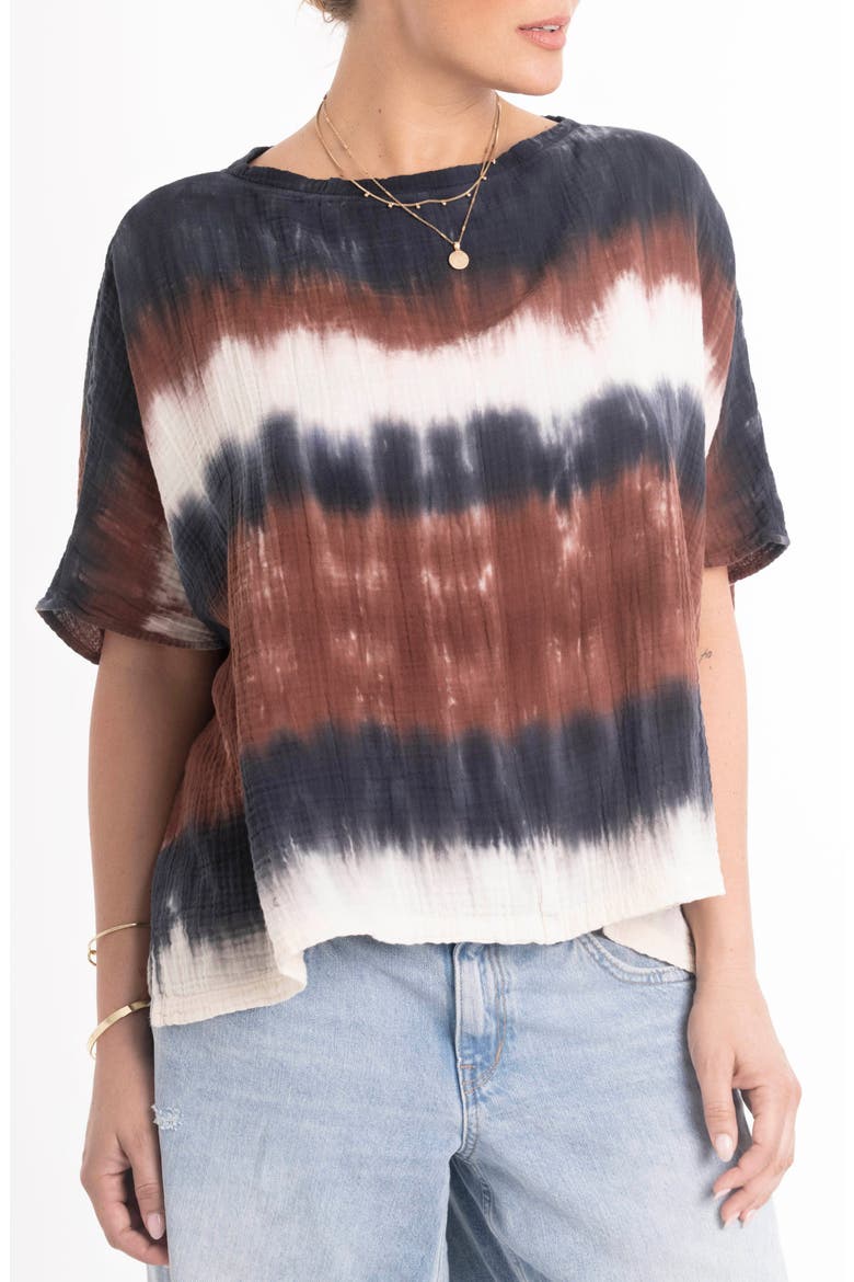 Tie Dye Square Gauze Top, Main, color, Birch Tie Dye