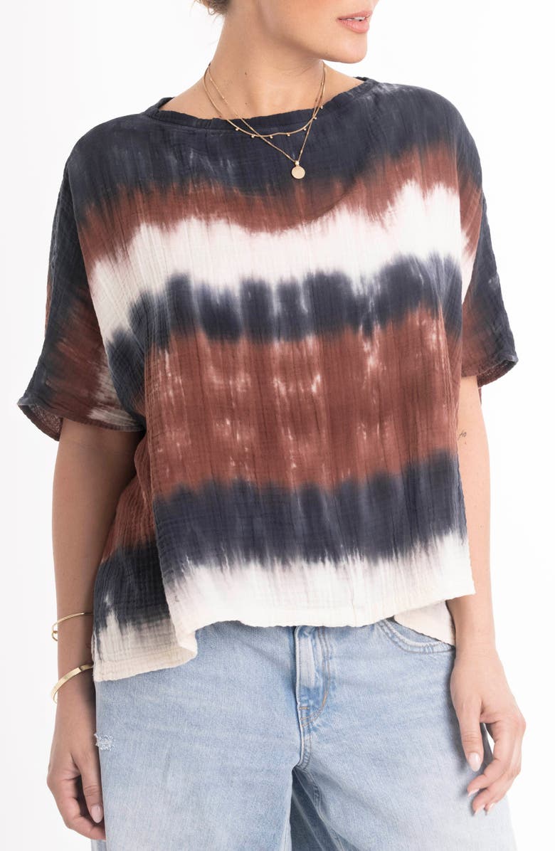 ocean+main Tie Dye Square Gauze Top, Main, color, Birch Tie Dye