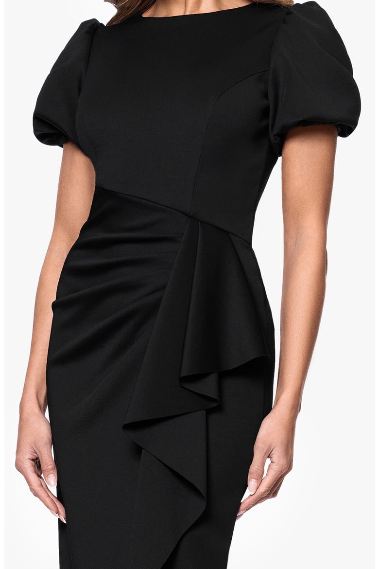 Puff Sleeve Sheath Cocktail Dress, Alternate, color, BLACK