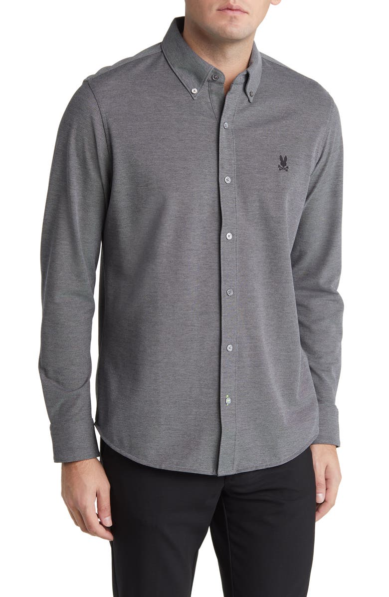 Psycho Bunny Astor Cotton Piqué Button-Down Shirt, Main, color, 
