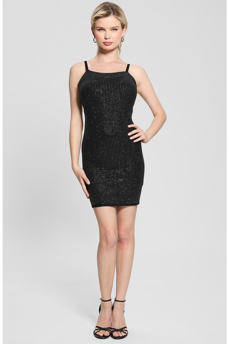 Khloe Rhinestone Sweater Dress, Alternate, color, JET BLACK