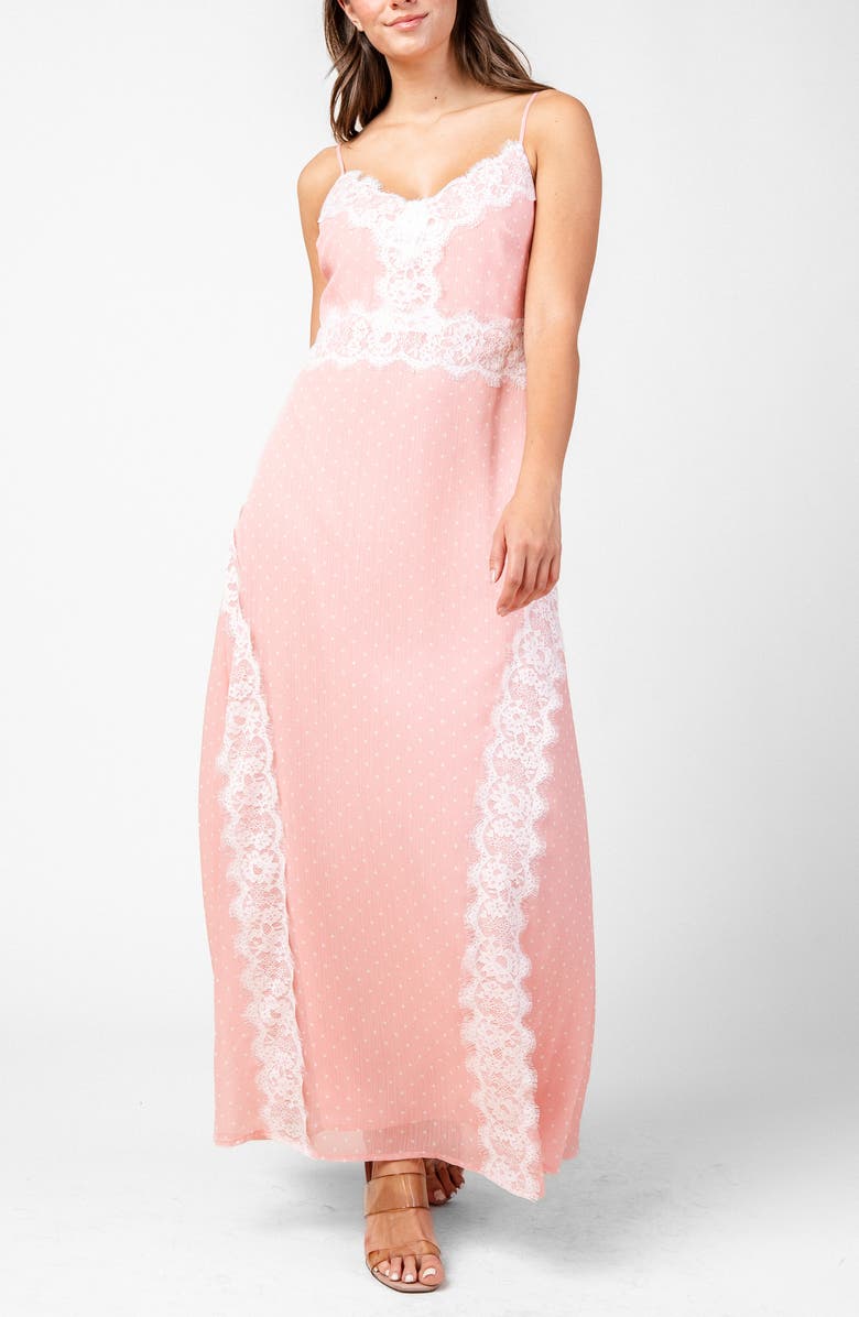 Beivy V-Neck Chiffon Maxi Dress, Alternate, color, Pink