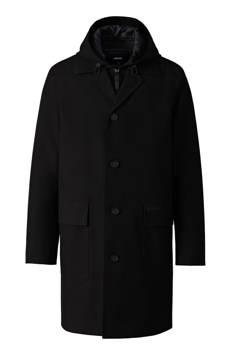 Mackage Mathias 3-in-1 Down Twill Balmacaan Coat, Alternate, color, Black