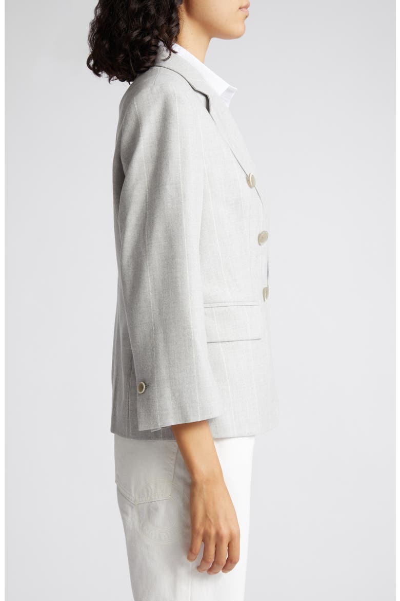 Pinstripe Double Breasted Wool Blazer, Alternate, color, GRIGIO CHIARO MELANGE