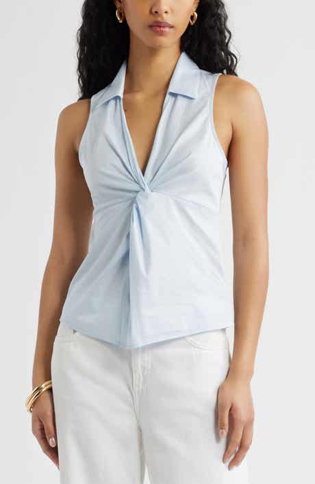 Twist Front Poplin Top