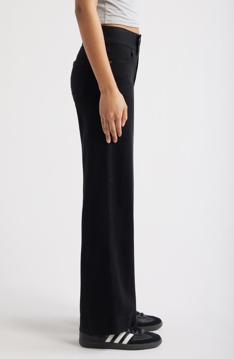 1822 Denim High Waist Extended Hem Wide Leg Jeans, Alternate, color, Black