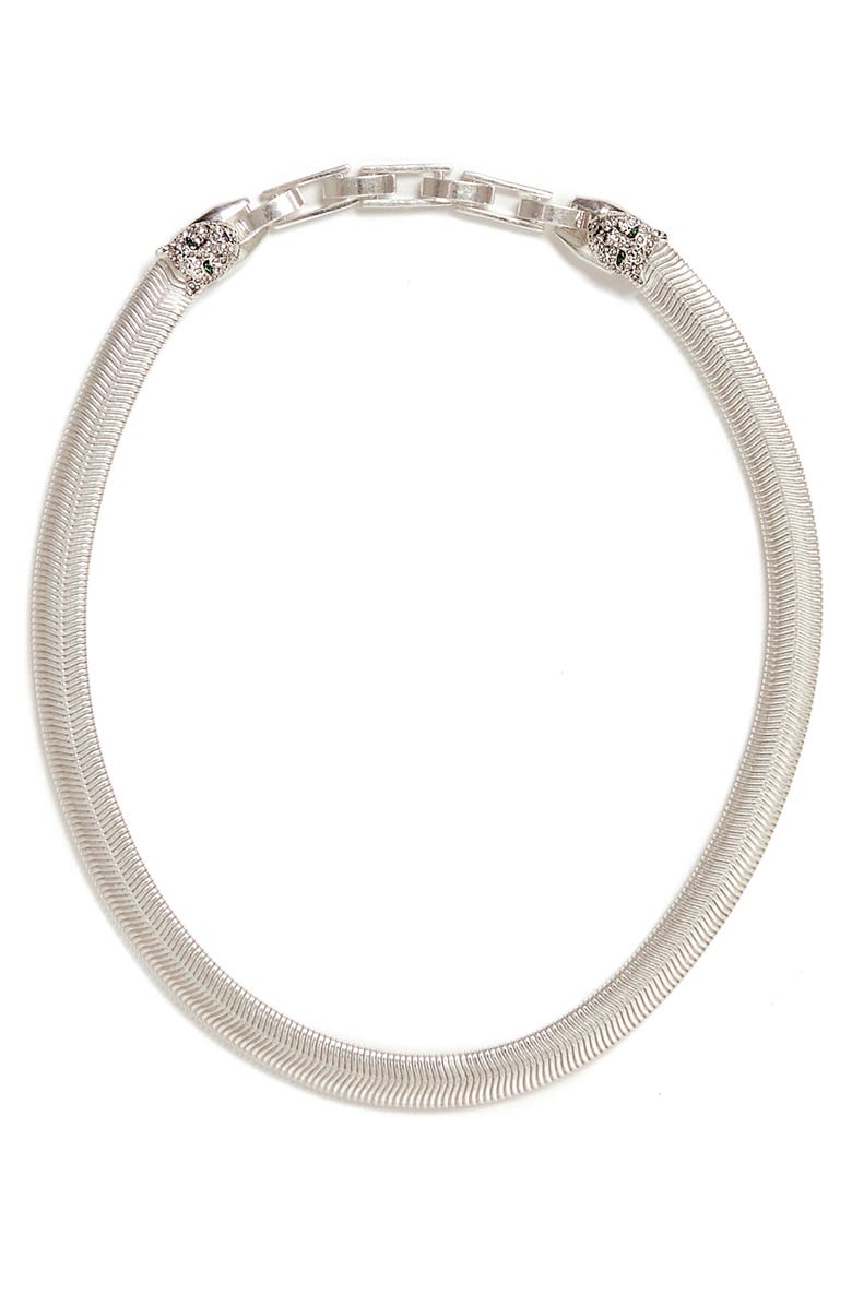 Clare V. Snake Chain Collar Necklace, Main, color, Silver
