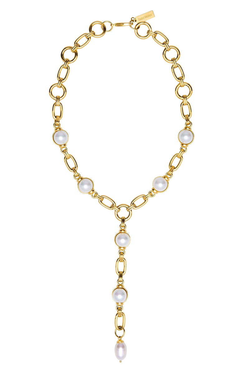 st. Moran Freshwater Pearl Station Y-Necklace, Alternate, color, White