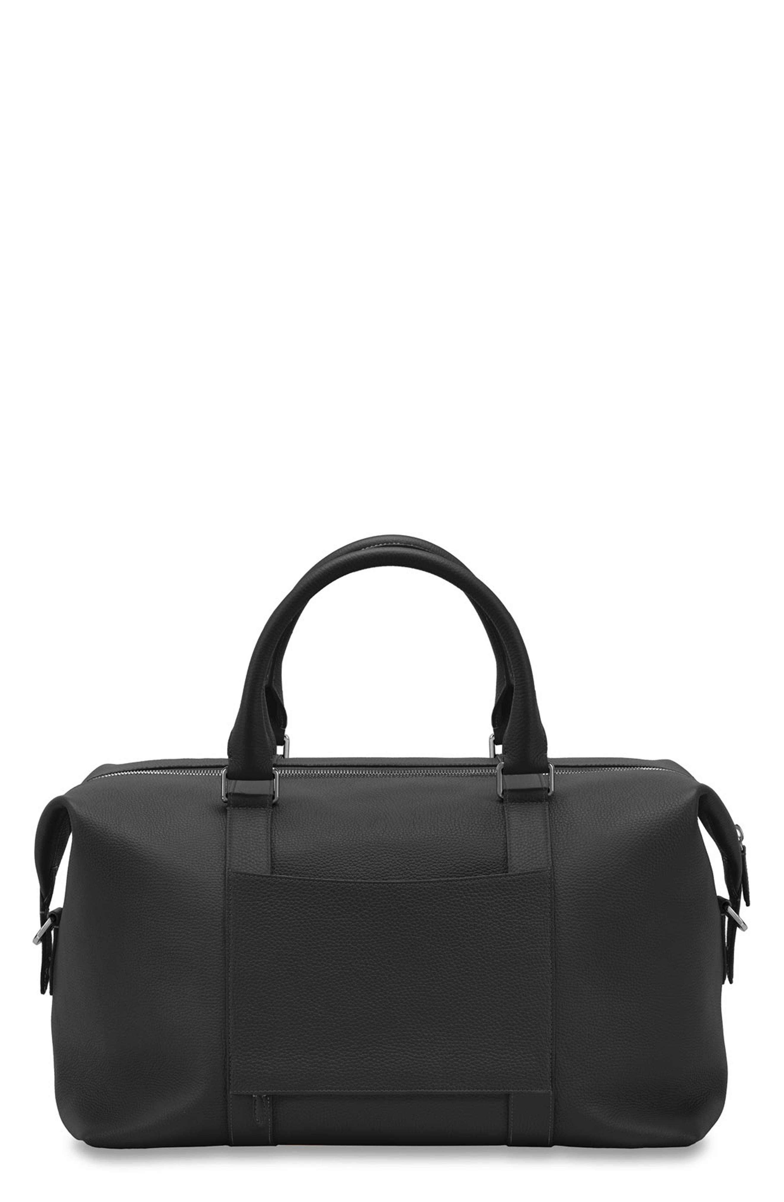 MAISON de SABRÉ Leather Duffle Bag, Alternate, color, Black Caviar