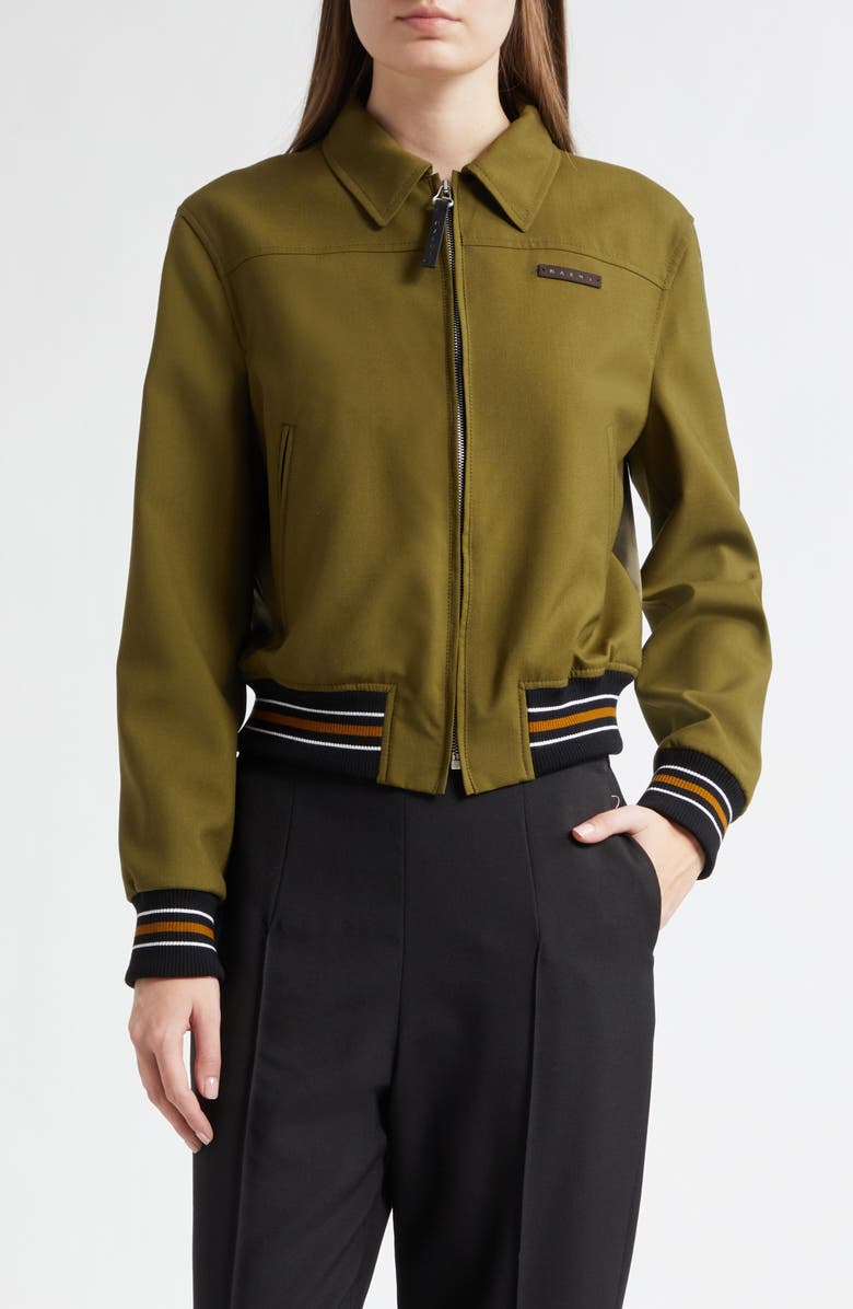 Marni Virgin Wool Bomber Jacket, Main, color, 00V51dusty Olive
