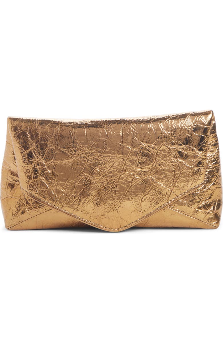 Dries Van Noten Small Metallic Leather Envelope Clutch, Main, color,