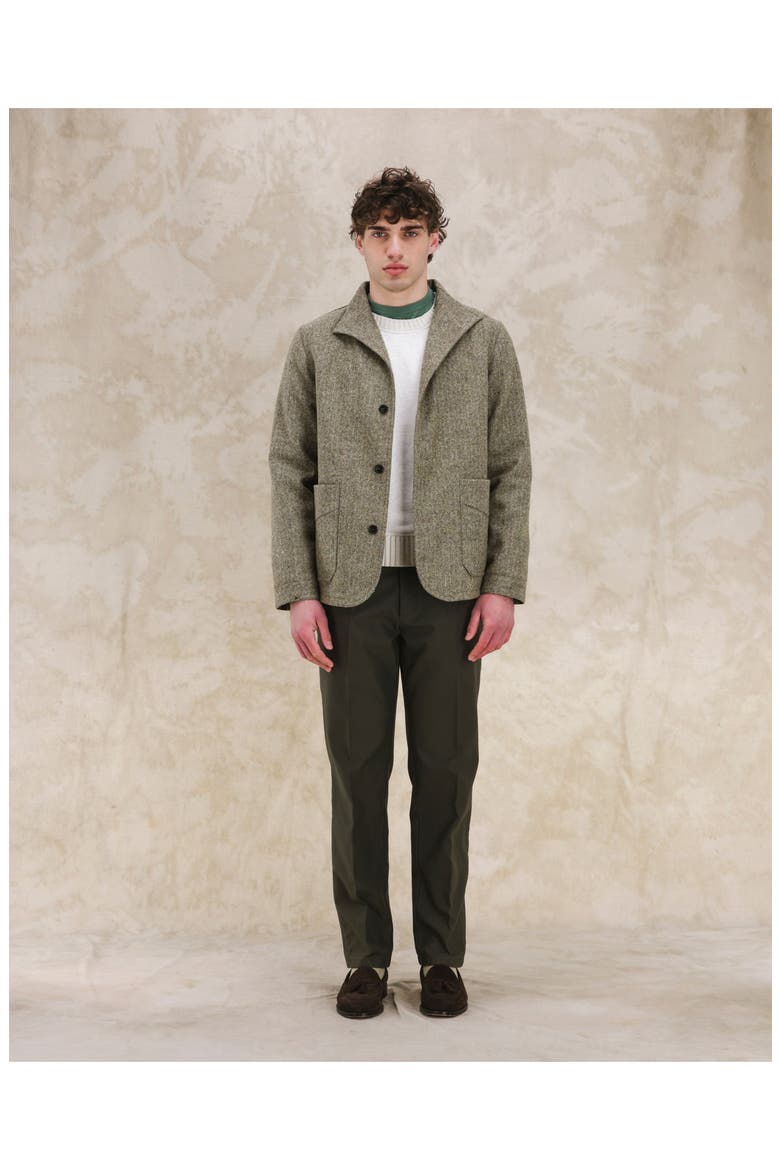 Scotland Herringbone Wool Jacket, Alternate, color, Green