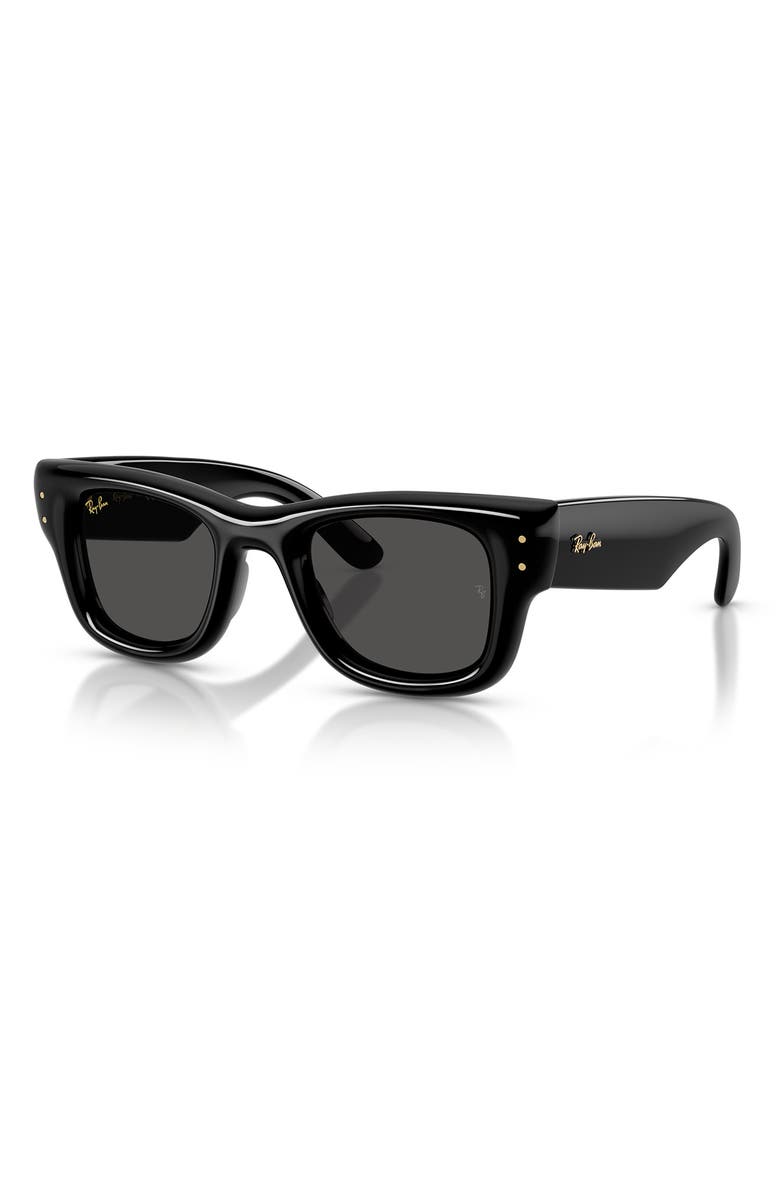 Ray-Ban Wayfarer Puffer 47mm Square Sunglasses, Alternate, color, Black / Dark Grey