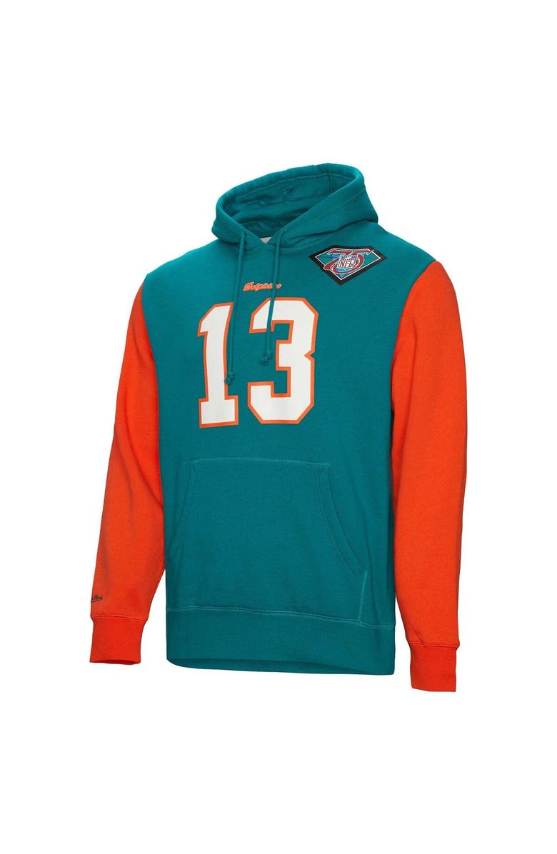 Mitchell & Ness Men's Mitchell & Ness Dan Marino Aqua Miami Dolphins Retired Player Name & Number Pullover Hoodie, Alternate, color, Aqua