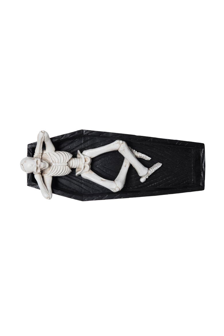Chilling In Coffin Figurine, Alternate, color, Black