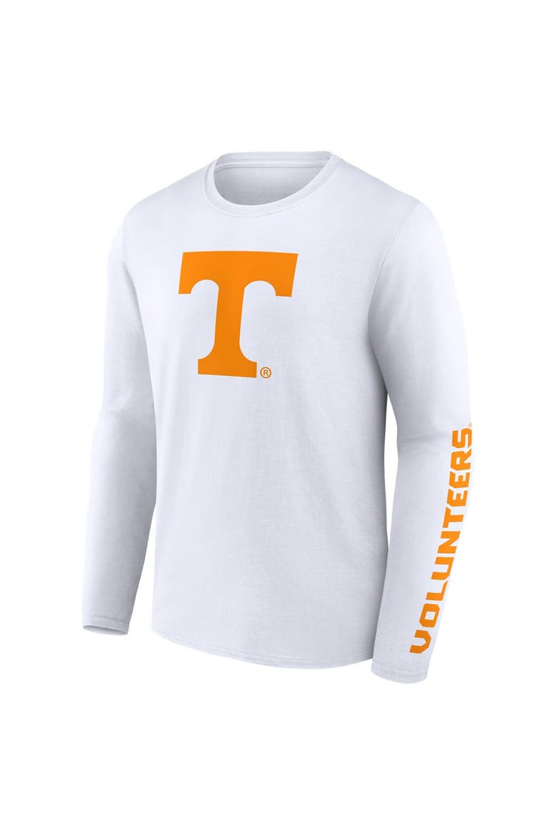 Men's Fanatics Branded White Tennessee Volunteers Double Time 2-Hit Long Sleeve T-Shirt, Alternate, color, White
