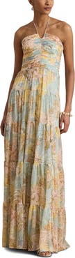 Lauren Ralph Lauren Floral Print Halter Maxi Dress