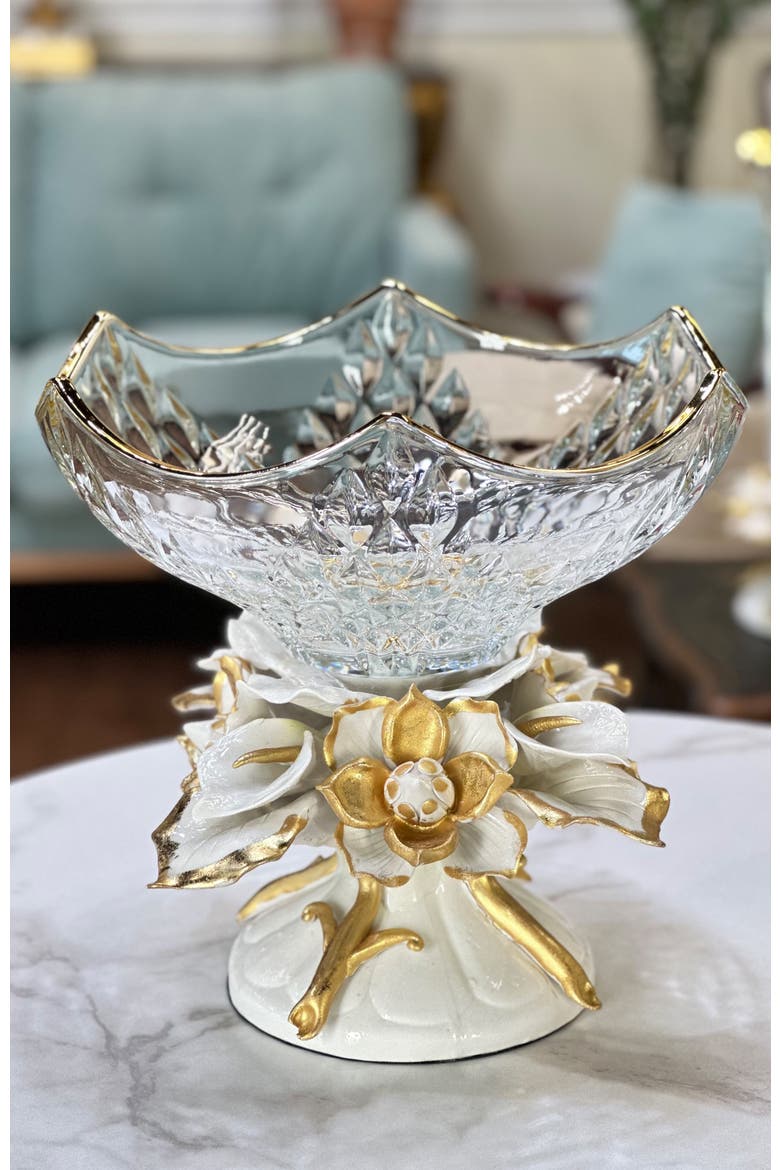 Scalloped Calla Lilly Bowl, Alternate, color, White