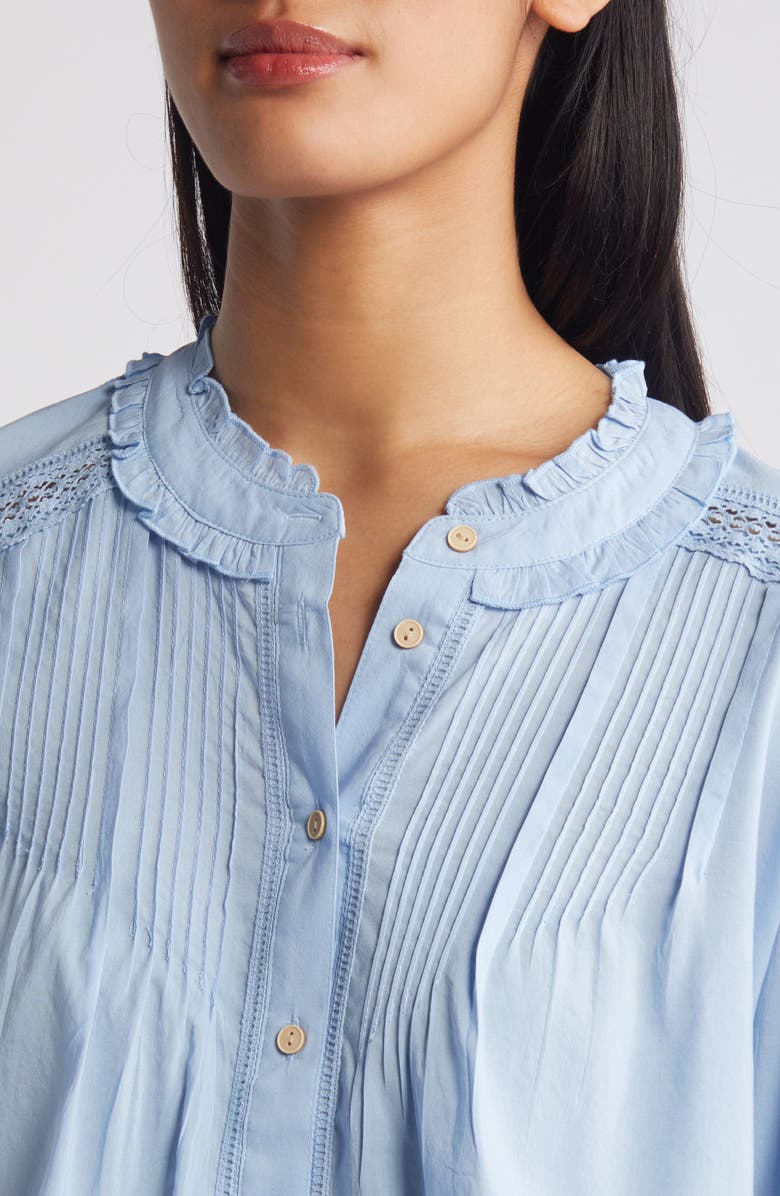 Wit & Wisdom Lace & Pintuck Cotton Blend Shirt, Alternate, color, 