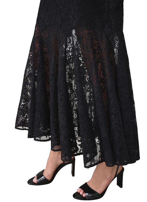 Mint Velvet Lace Fluted Sheer Skirt In Black