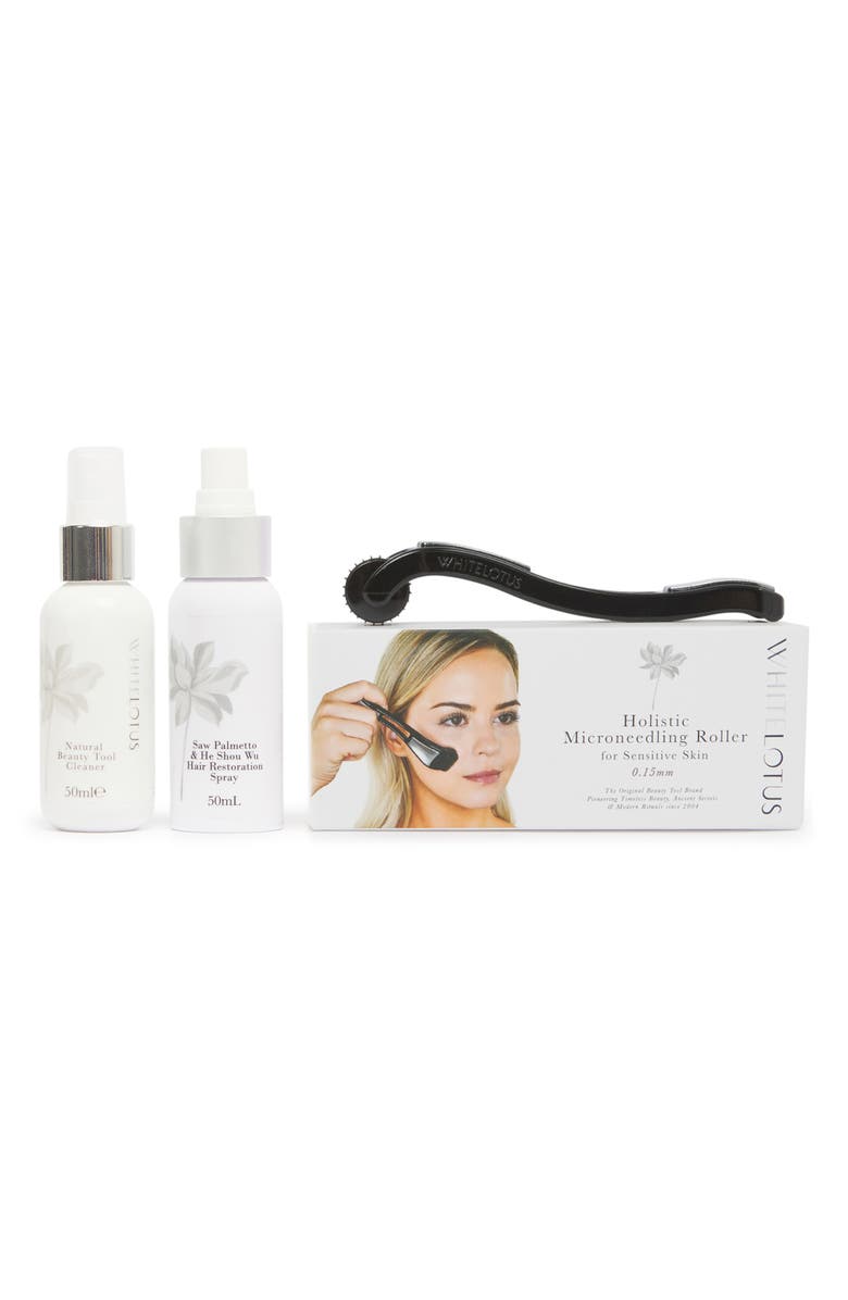 White Lotus Beauty Holistic Dermaroller Kit For hair, Main, color, Black
