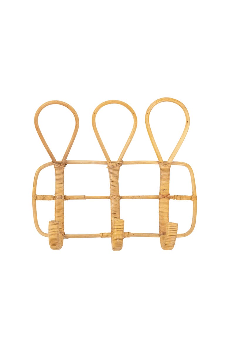 Storied Home Rattan Wall Hook with 3 Hooks, Main, color, Natural