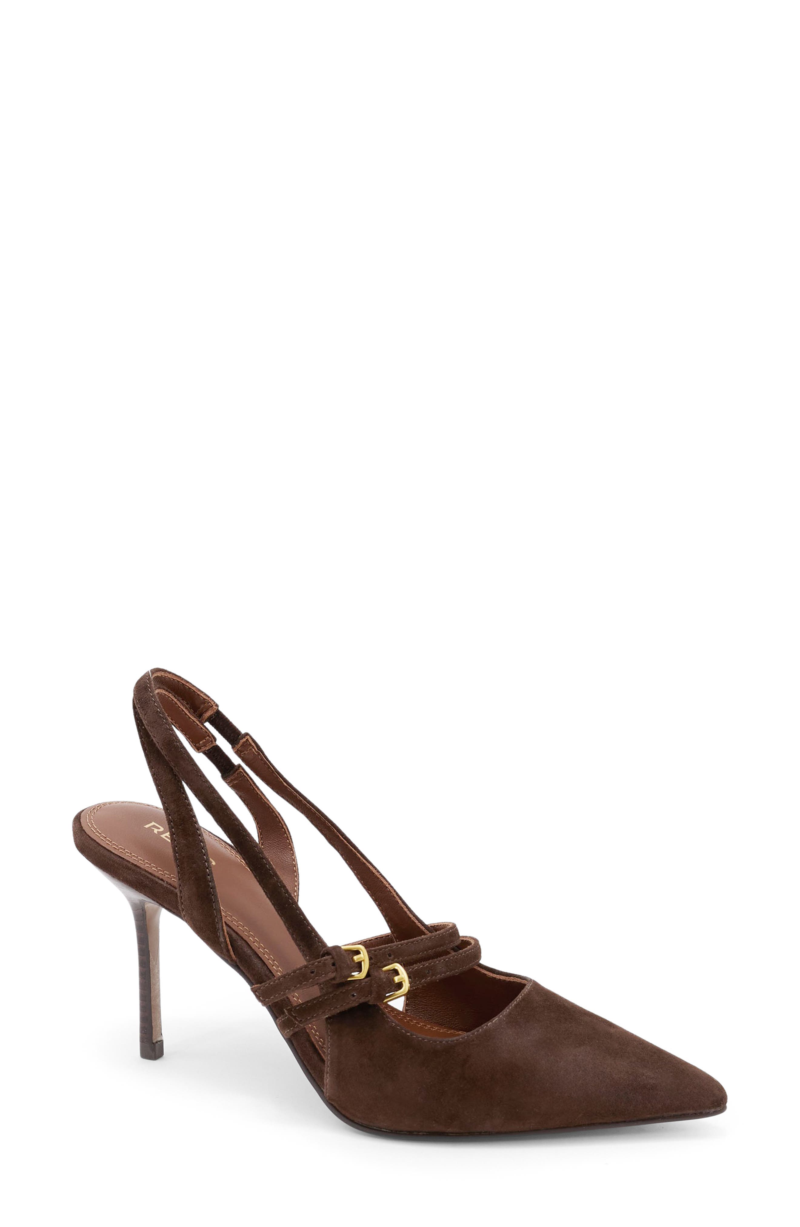 Reiss Beatrice Slingback Mary Jane Pointed Toe Pump, Main, color, Chocolate