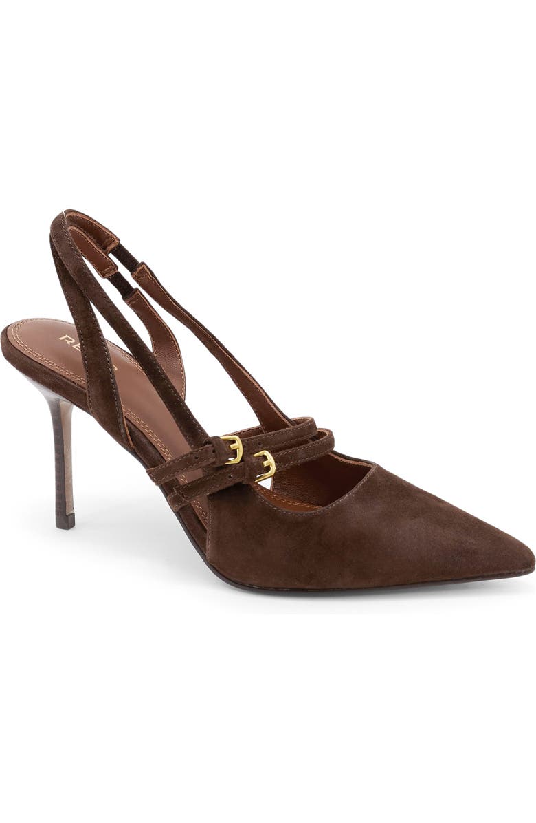 Reiss Beatrice Slingback Mary Jane Pointed Toe Pump, Main, color, Chocolate