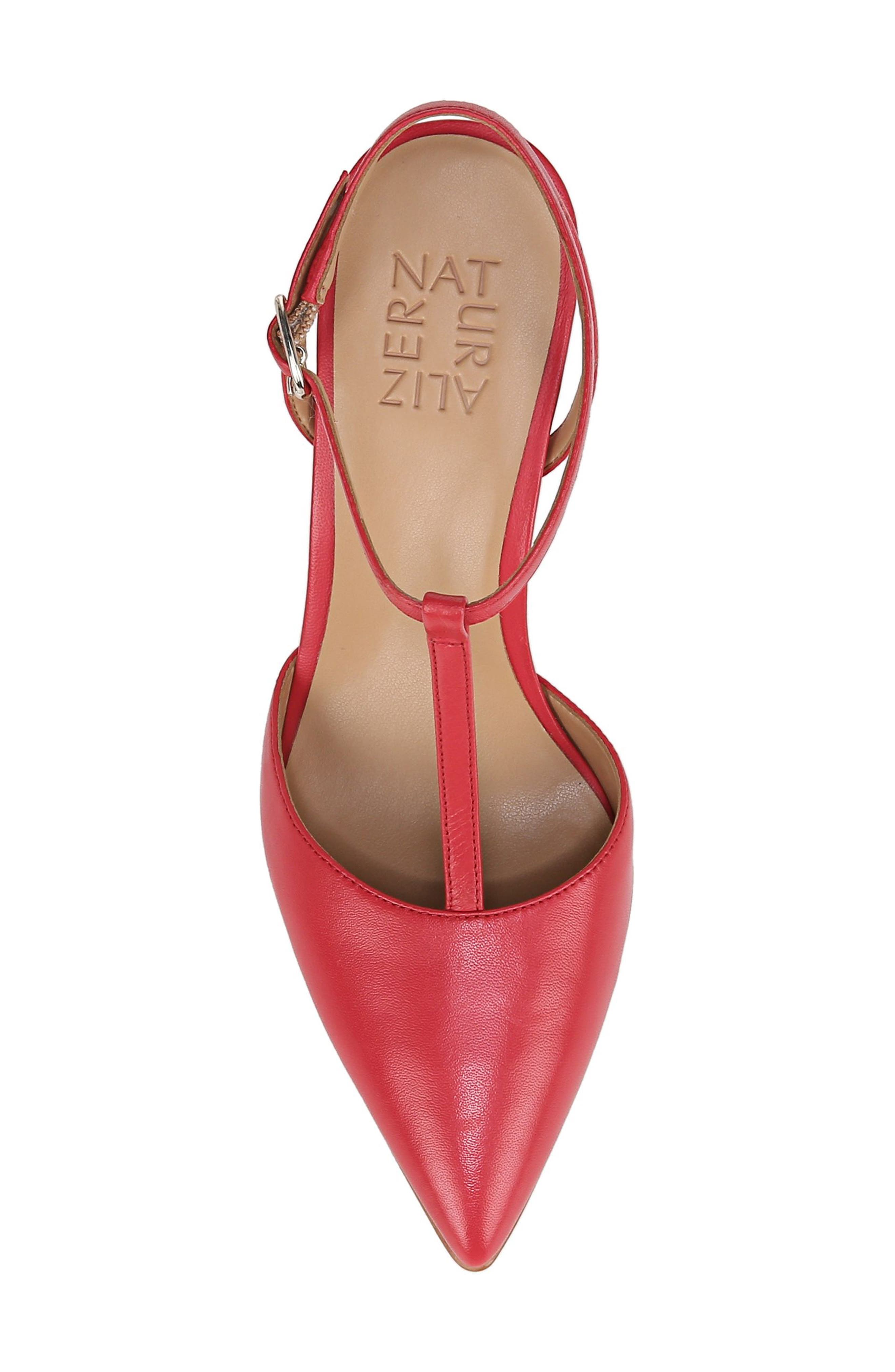 Astrid T-Strap Pointed Toe Pump, Alternate, color, CRANTINI RED LEATHER