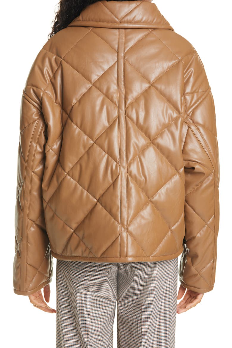 Jacinda Quilted Faux Leather Crop Jacket, Alternate, color, RUST/ COPPER