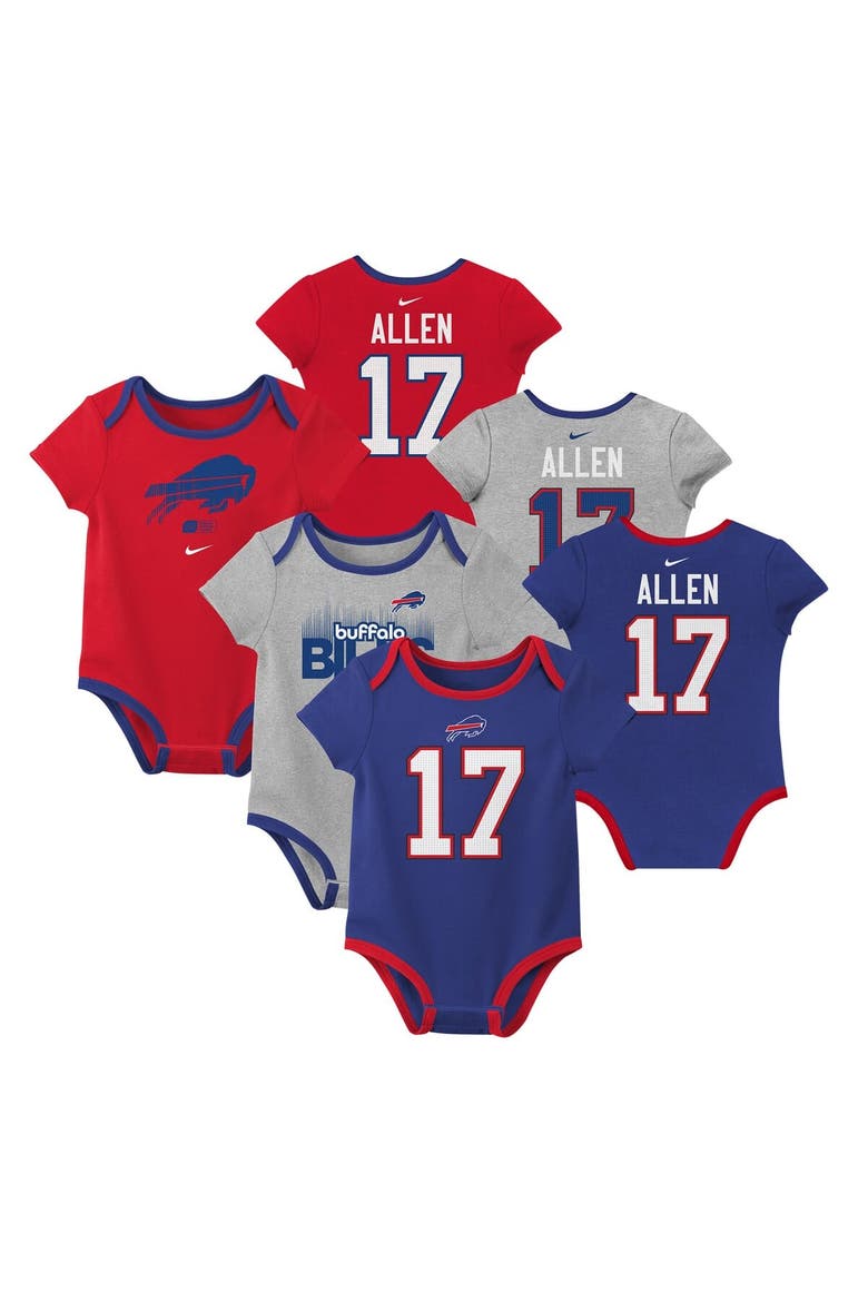 Newborn & Infant Nike Josh Allen Buffalo Bills Name & Number 3-Pack Bodysuit Set, Main, color, Royal